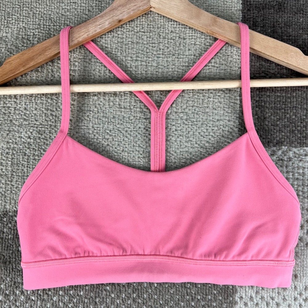 Lululemon Flow Y Bra Nulu Pink Guava LW2DH5S Size 6 Sport Bra